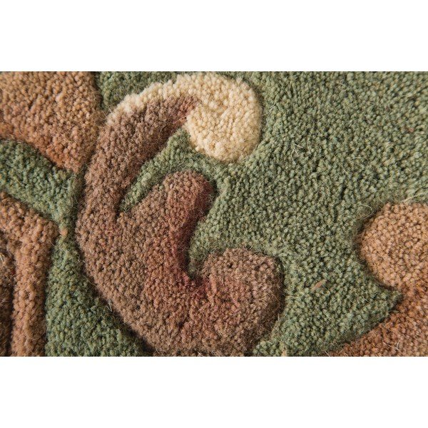 Zielony wełniany dywan Flair Rugs Aubusson, 67x127 cm-image-1