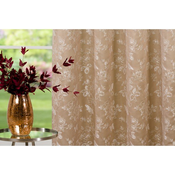 Beżowa zasłona 135x260 cm Lillies – Mendola Fabrics