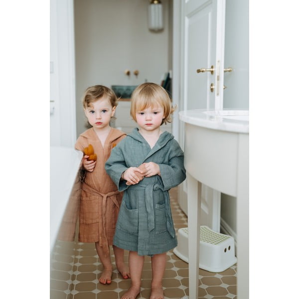 Dziecięcy niebieski lniany szlafrok Linen Tales Nature, vel. 104-116-image-3