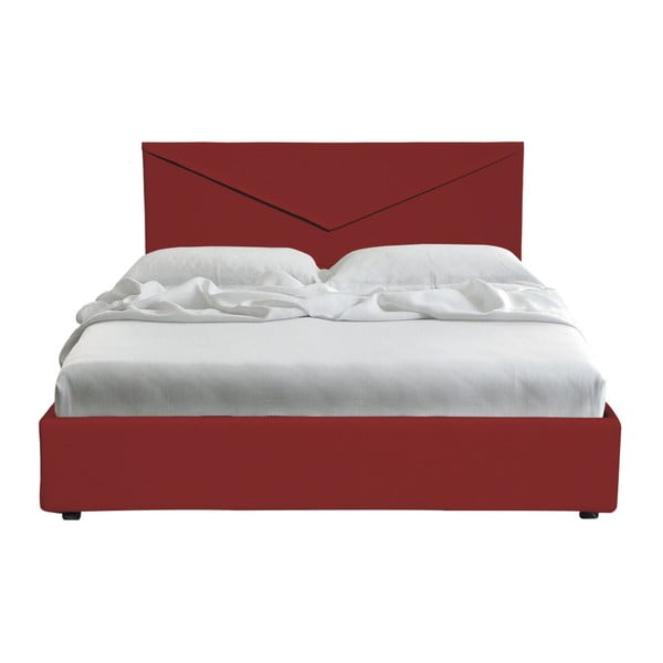 Czerwone łóżko dwusobowe ze schowkiem 13Casa Mina, 160x190 cm