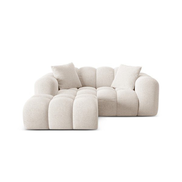 Kremowy narożnik z tkaniny szenilowej (lewostronny/z szezlongiem) Treno – Cosmopolitan Design