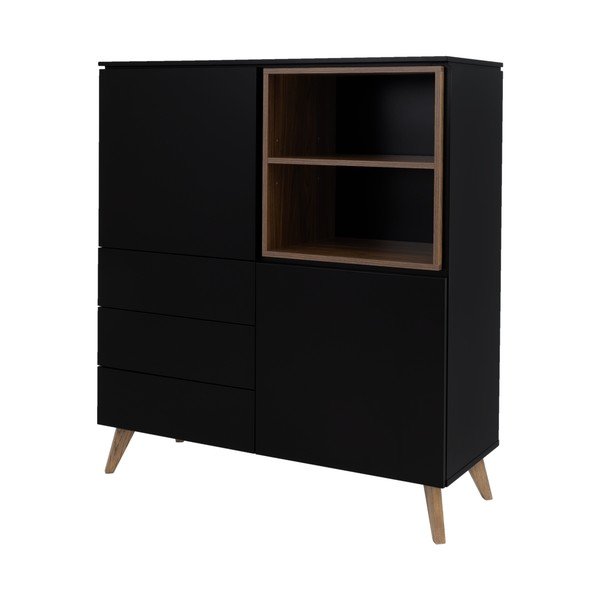Czarna wysoka komoda w dekorze orzecha 120x133 cm Plain – Tenzo-image-2