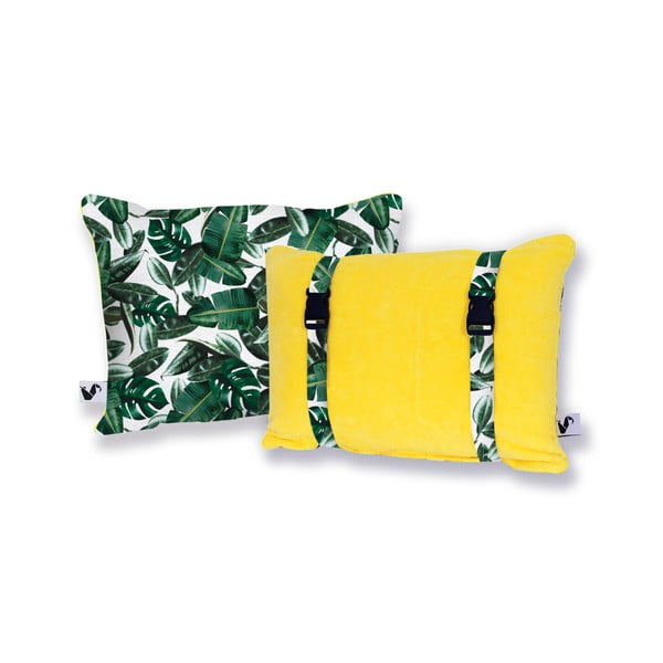Żółta dwustronna poduszka plażowa Origama Leaf