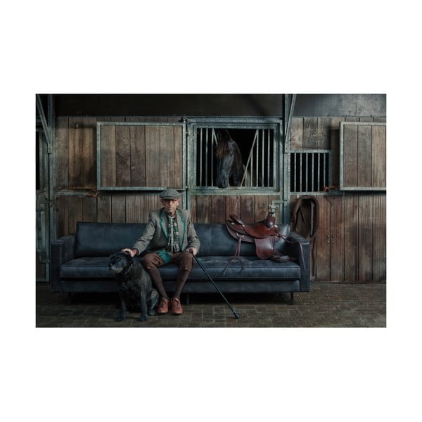 Czarna sofa z imitacji skóry 277 cm Rodeo – WOOOD-image-1