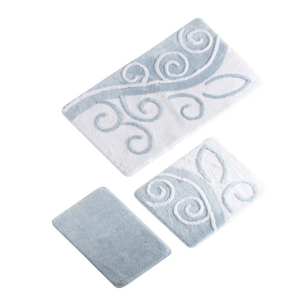 Zestaw 3 jasnoniebieskich dywaników łazienkowych Shine Bath Mat Lerno