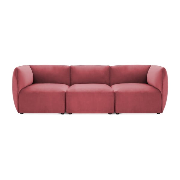 Czerwonoróżowa 3-osobowa sofa modułowa Vivonita Velvet Cube