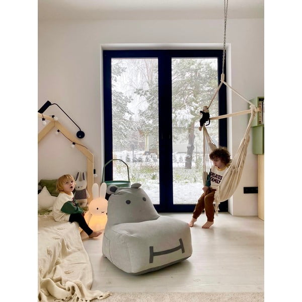 Jasnoszary dziecięcy worek do siedzenia Hippo – The Brooklyn Kids-image-1