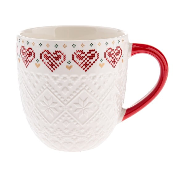 Biały porcelanowy kubek ze świątecznym motywem 630 ml Knitting – Dakls