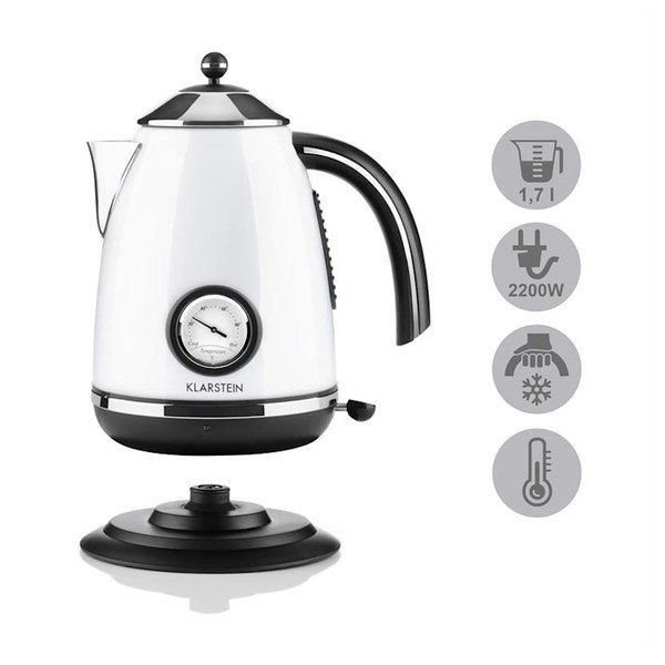 Biały czajnik elektryczny Klarstein Aquavita Chalet-image-3