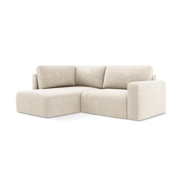 Kremowy rozkładany/ze schowkiem narożnik z tkaniny szenilowej (lewostronny/w kształcie litery L) Kona – Makamii-image-2