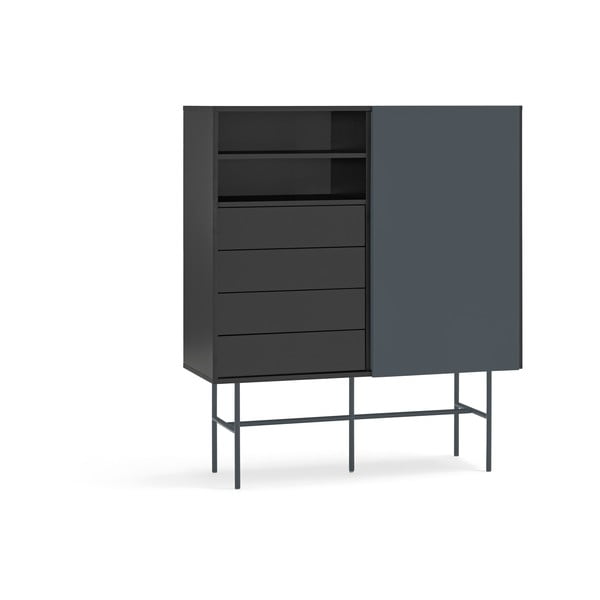 Czarno-antracytowa wysoka komoda z drzwiami przesuwnymi 120x140 cm Nube – Teulat-image-4