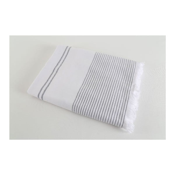 Czarno-biały ręcznik Hammam Leodikia, 100x150 cm