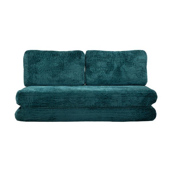 Zielononiebieska rozkładana sofa z materiału bouclé 150 cm Faster – Mauro Ferretti