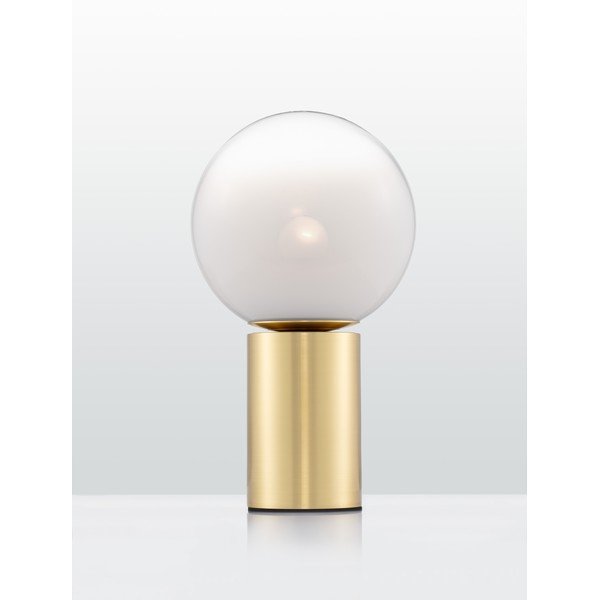 Biała/w kolorze złota szklana lampa stołowa (wysokość 35,5 cm) Vita – Nova Luce-image-4