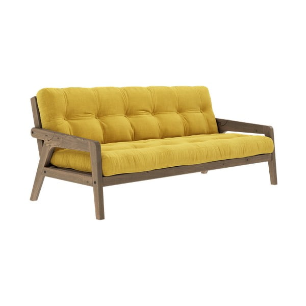 Żółta sztruksowa rozkładana sofa 204 cm Grab – Karup Design-image-3