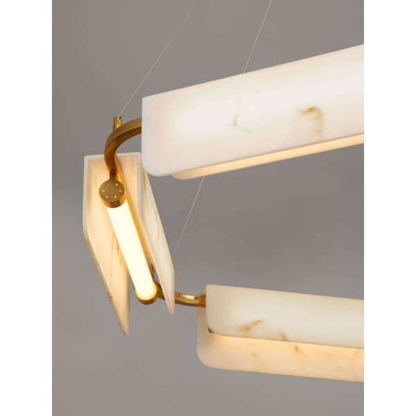 Kremowa/w kolorze mosiądzu lampa wisząca LED w dekorze marmuru ze ściemniaczem ø 93 cm Aider – Nova Luce-image-2