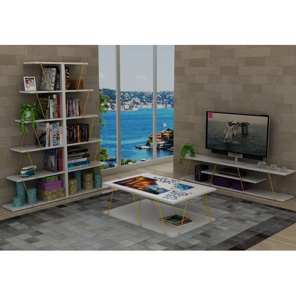 Biały regał z żółtymi elementami Rafevi Tars Mini-image-4