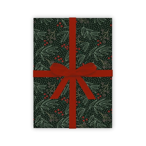 5 arkuszy zielonego papieru do pakowania prezentów eleanor stuart No. 7 Winter Floral, 50x70 cm-image-1