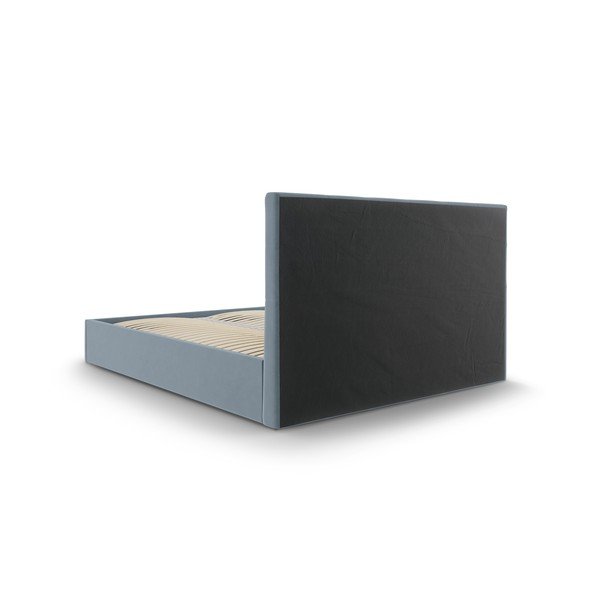 Jasnoniebieske tapicerowane łóżko dwuosobowe ze schowkiem ze stelażem 180x200 cm Nerin – Mazzini Beds-image-4