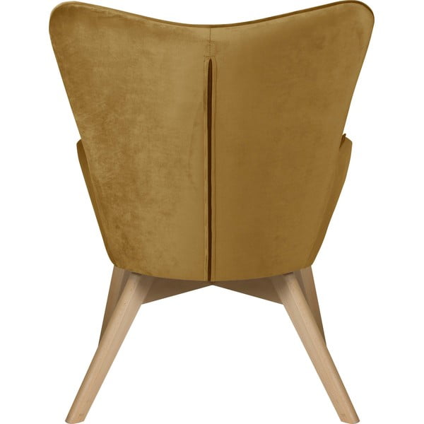 Musztardowy aksamitny fotel Niko – Ropez-image-4