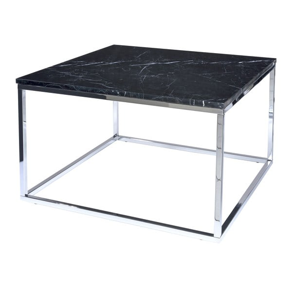 Czarny stolik marmurowy z chromowaną konstrukcją RGE Accent, szer. 75 cm