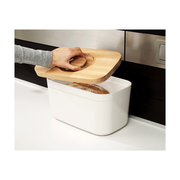 Biały chlebak z drewnianą pokrywką Joseph Joseph Bin-image-3