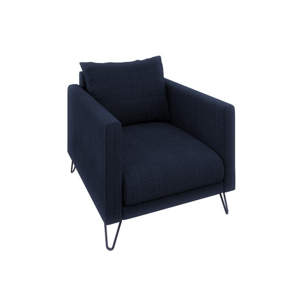 Ciemnoniebieski fotel z tkaniny szenilowej Freya – Ropez