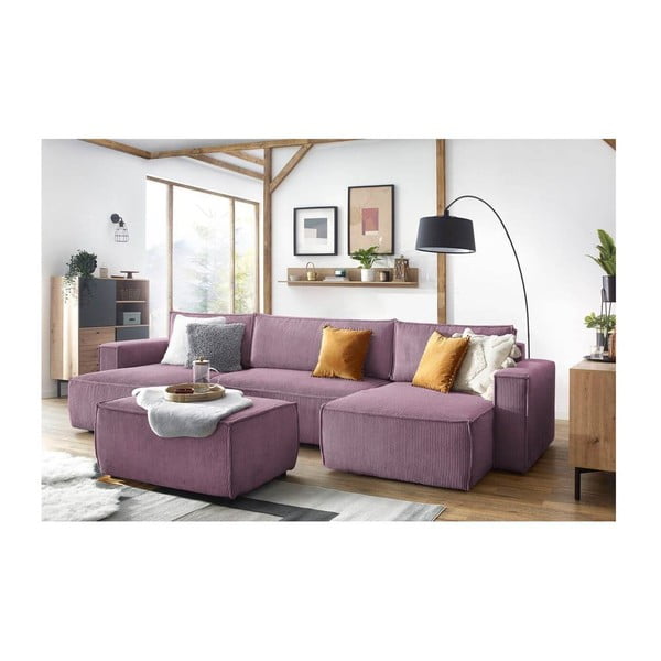 Różowy sztruksowy puf Nihad – Bobochic Paris-image-1