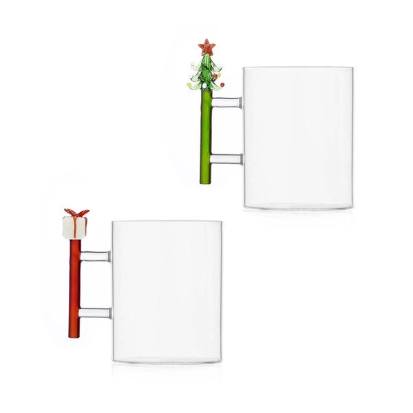 Szklane kubki zestaw 2 szt. ze świątecznym motywem 450 ml Long Live Xmas – Brandani