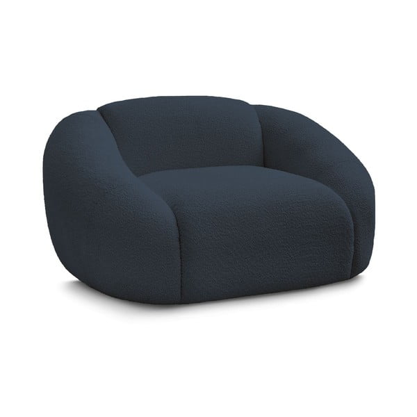 Ciemnoniebieski fotel z materiału bouclé Tina – Bobochic Paris