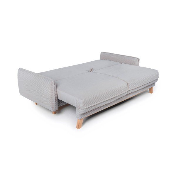 Jasnoszara sztruksowa rozkładana/ze schowkiem sofa 218 cm Tori – Bonami Selection-image-2