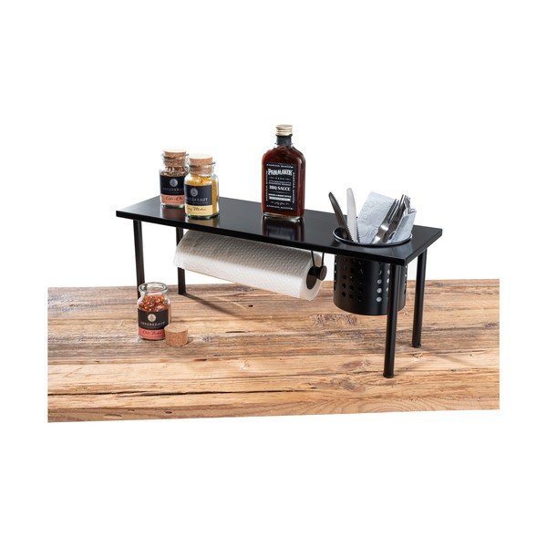 Czarna półka kuchenna z uchwytem na ręczniki papierowe Wenko Blanco-image-4