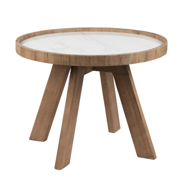 Drewniany stolik z białym blatem J-line Cer, 60 cm