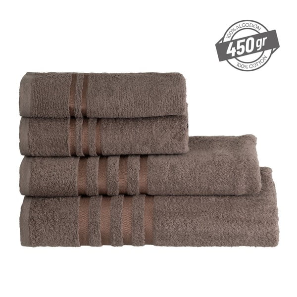 Brązowy bawełniany ręcznik kąpielowy frotte 70x140 cm Simple – Casa Selección-image-4