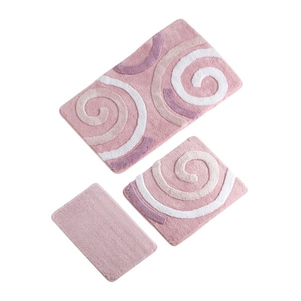 Zestaw 3 różowych dywaników łazienkowych Rosso Bath Mat Sima