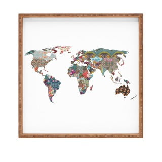 Drewniana taca dekoracyjna Map, 40x40 cm