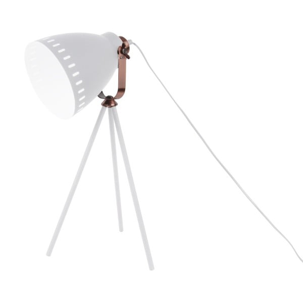 Biała lampa stołowa z elementami w kolorze miedzi Leitmotiv Mingle