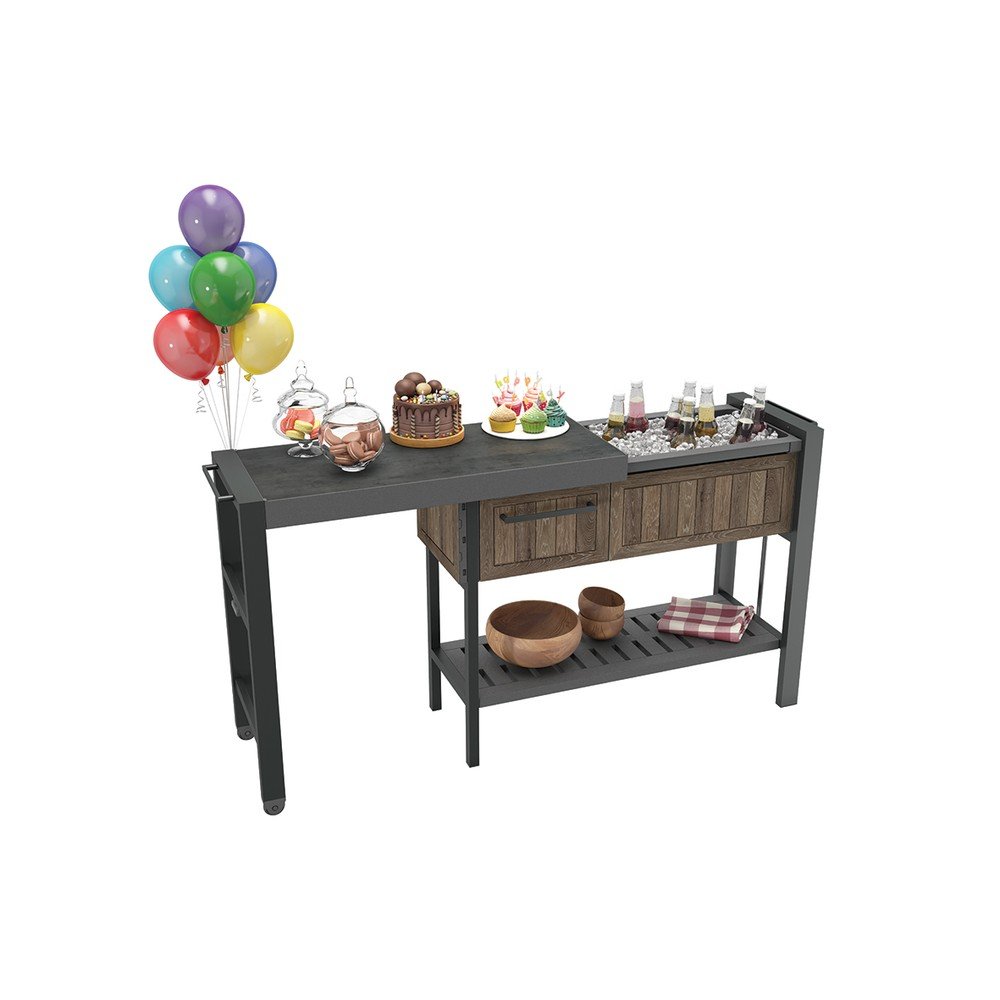 Ogrodowy stolik barowy 112x43 cm Hosting – Keter (zdjęcie 9)