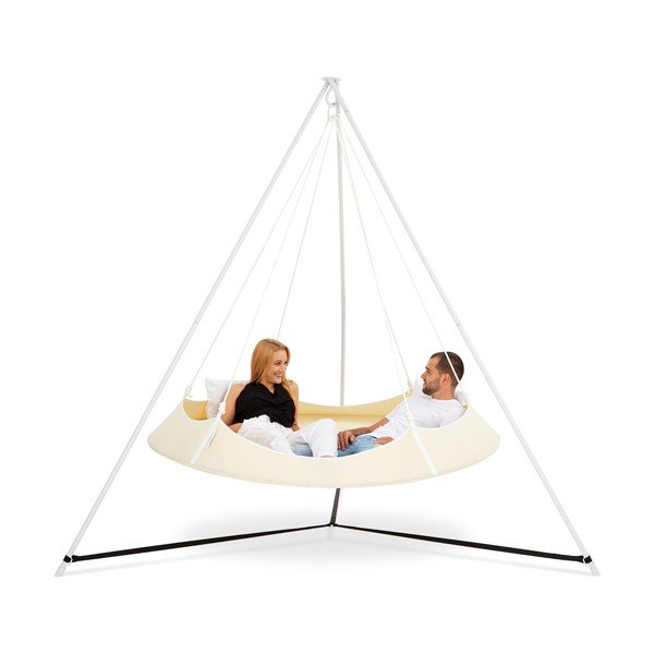 Kremowa huśtawka ogrodowa ze stojakiem –  Hangout Pod-image-2