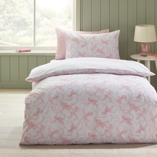 Biała pościel jednoosobowa 135x200 cm Bow Embroidery – Catherine Lansfield-image-2