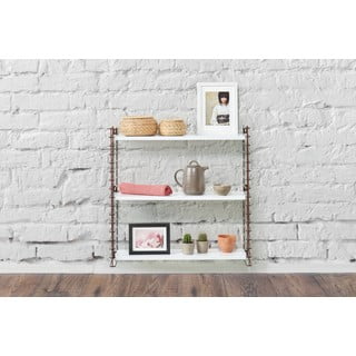 3-poziomowy regał w kolorze brązu z białymi półkami Metaltex Libro, szer. 70 cm