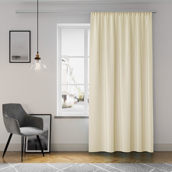 Beżowa zasłona AmeliaHome Pleat, 140x250 cm-image-1