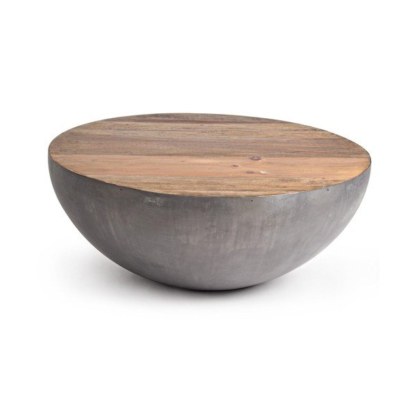 Szary/w naturalnym kolorze metalowy okrągły stolik ø 90 cm Lancaster – Bizzotto