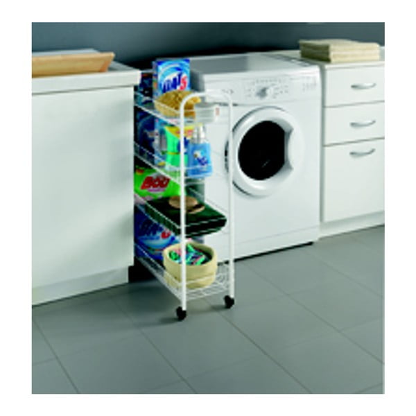 Biały metalowy regał na kółkach 23x84 cm – Metaltex-image-3