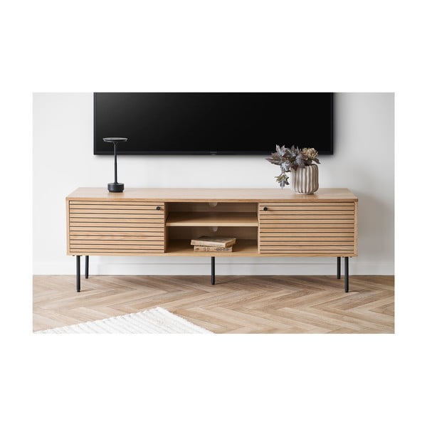 Szafka pod TV w dekorze dębu w naturalnym kolorze 40x50x150 cm Kyoto – House Nordic-image-1