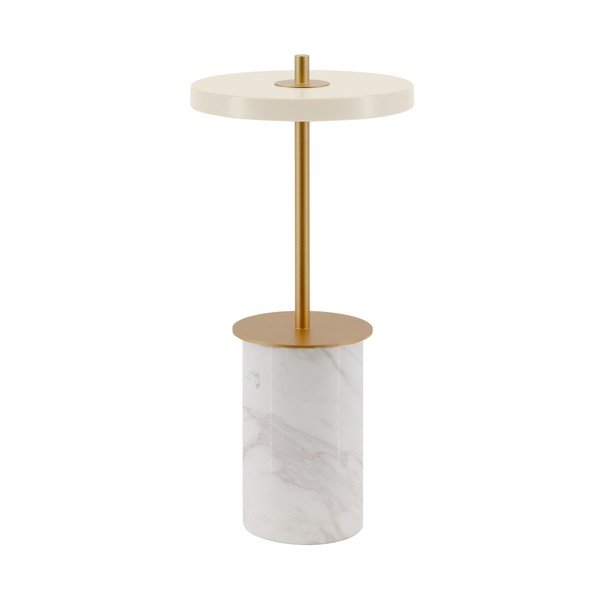 Kremowa marmurowa lampa stołowa LED ze ściemniaczem i metalowym kloszem (wysokość 25,5 cm) Asteria Move Mini – UMAGE