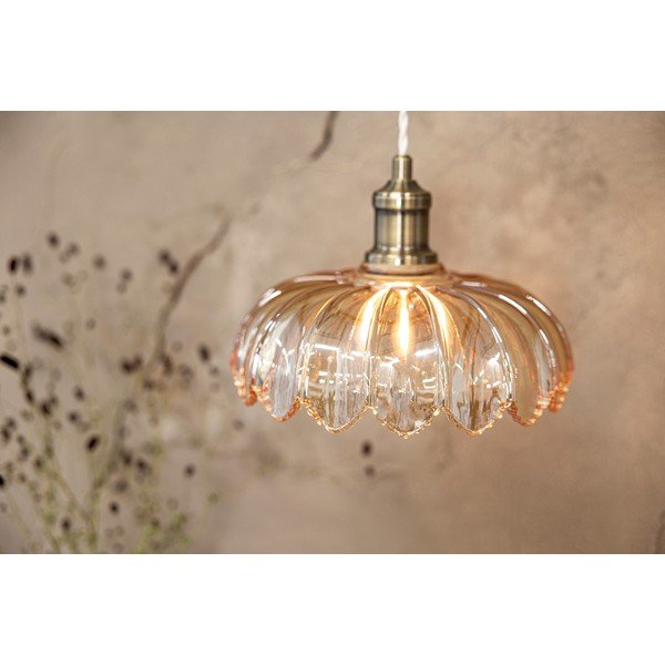 Lampa wisząca w kolorze mosiądzu z z bursztynowym szklanym kloszem ø 25,5 cm Kurage – Markslöjd-image-3