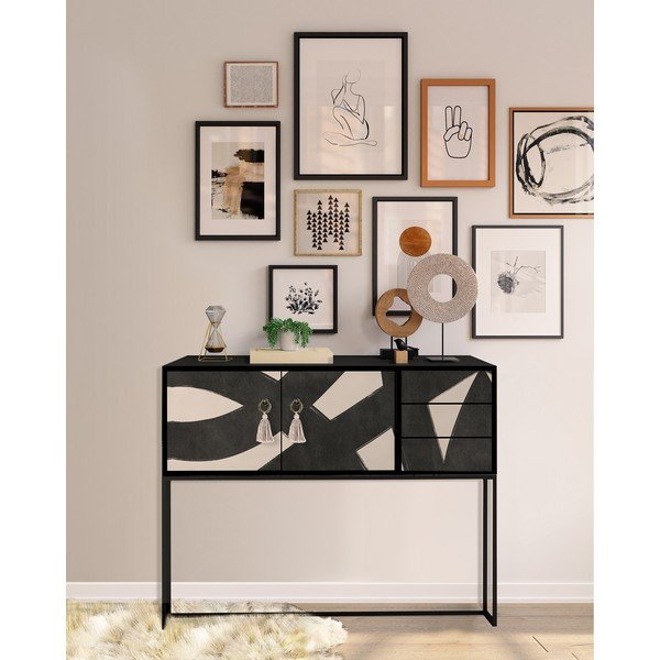 Czarno-beżowa niska komoda 113x92 cm Freya – Really Nice Things-image-1