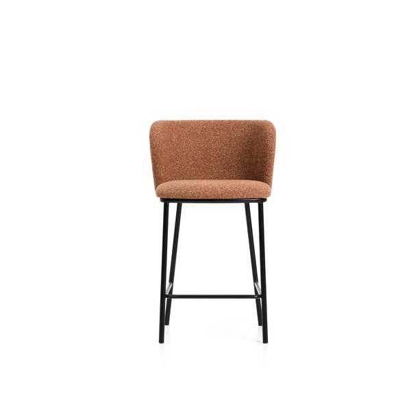 Tapicerowany hoker w kolorze terakoty (wysokość siedziska 65 cm) Ciselia – Kave Home-image-3