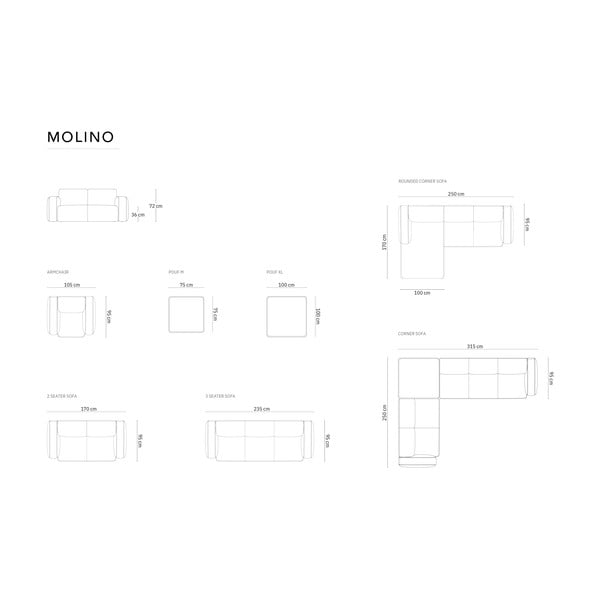 Czarna sofa z materiału bouclé 235 cm Molino – Micadoni Home-image-4